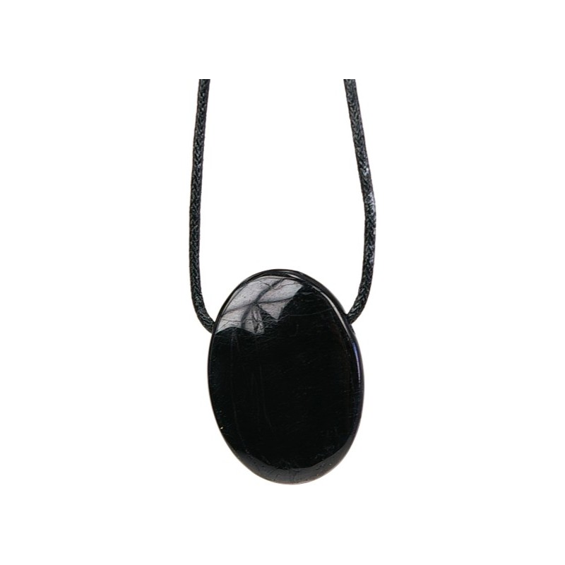  Pendentif pierre ovale percée - Tourmaline Noire 